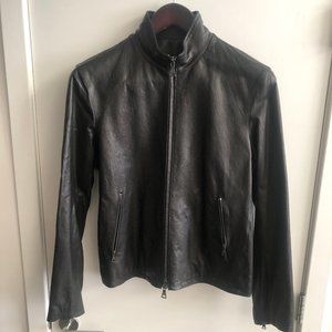 John Varvatos Black Leather Jacket 50 EU New With Tags